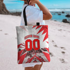 Personalised Sydney Swans Fan Pride Tote Bag Fierce Swan Mascot Graphic Art With Sydney City Skyline