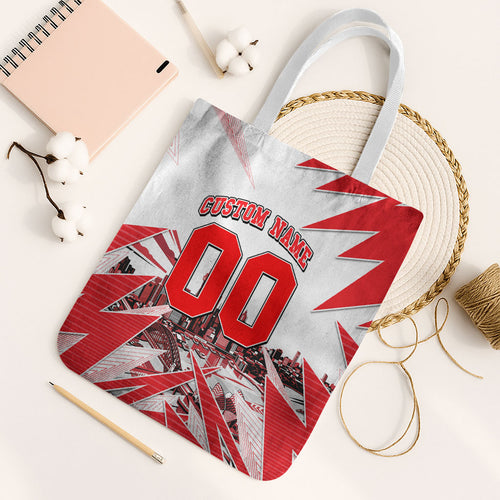 Personalised Sydney Swans Fan Pride Tote Bag Fierce Swan Mascot Graphic Art With Sydney City Skyline
