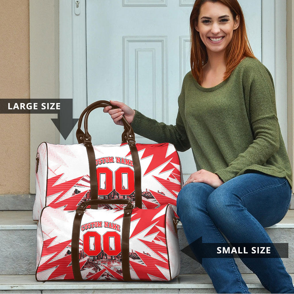 Personalised Sydney Swans Fan Pride Travel Bag Fierce Swan Mascot Graphic Art With Sydney City Skyline