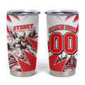 Personalised Sydney Swans Fan Pride Tumbler Cup Fierce Swan Mascot Graphic Art With Sydney City Skyline