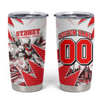Personalised Sydney Swans Fan Pride Tumbler Cup Fierce Swan Mascot Graphic Art With Sydney City Skyline