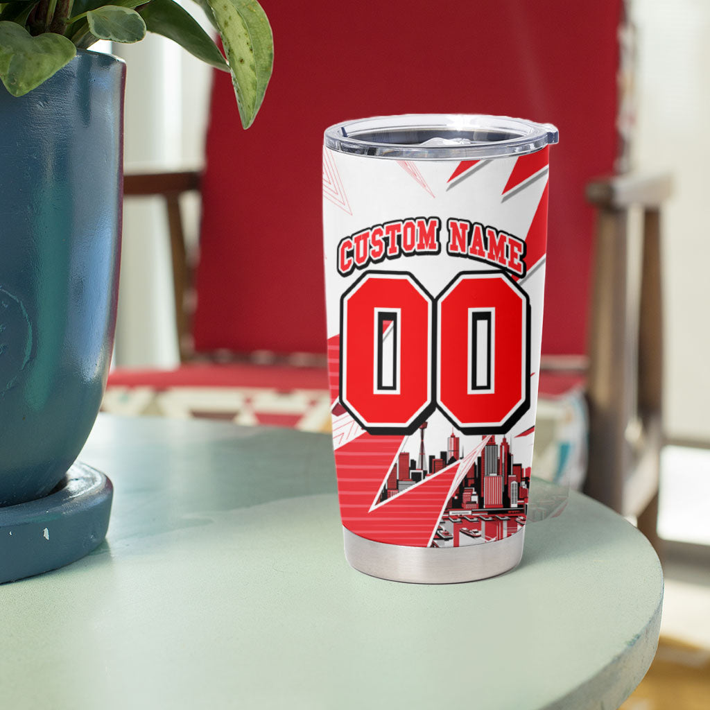 Personalised Sydney Swans Fan Pride Tumbler Cup Fierce Swan Mascot Graphic Art With Sydney City Skyline