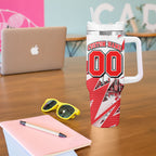 Personalised Sydney Swans Fan Pride Tumbler With Handle Fierce Swan Mascot Graphic Art With Sydney City Skyline