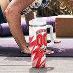 Personalised Sydney Swans Fan Pride Tumbler With Handle Fierce Swan Mascot Graphic Art With Sydney City Skyline