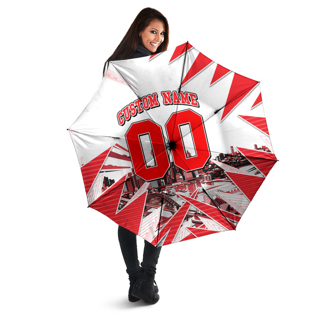 Personalised Sydney Swans Fan Pride Umbrella Fierce Swan Mascot Graphic Art With Sydney City Skyline