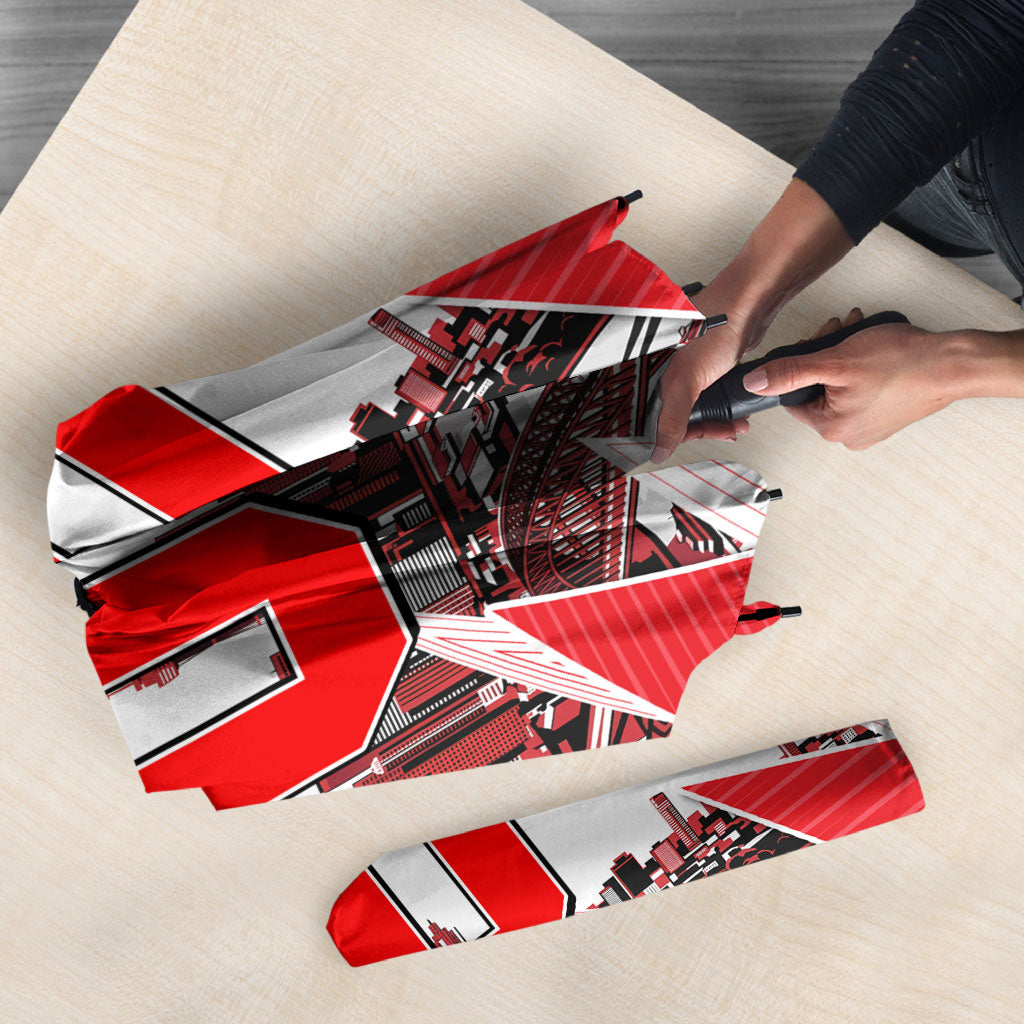 Personalised Sydney Swans Fan Pride Umbrella Fierce Swan Mascot Graphic Art With Sydney City Skyline