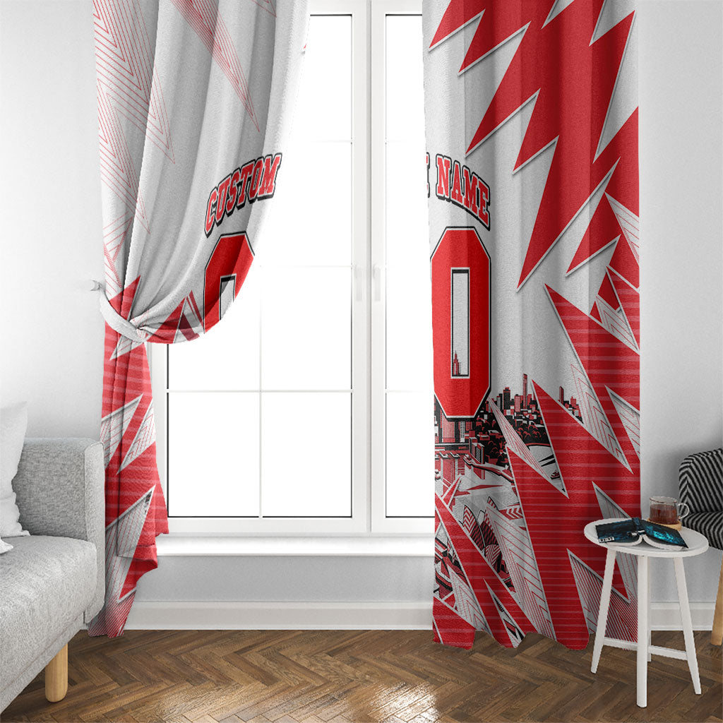 Personalised Sydney Swans Fan Pride Window Curtain Fierce Swan Mascot Graphic Art With Sydney City Skyline