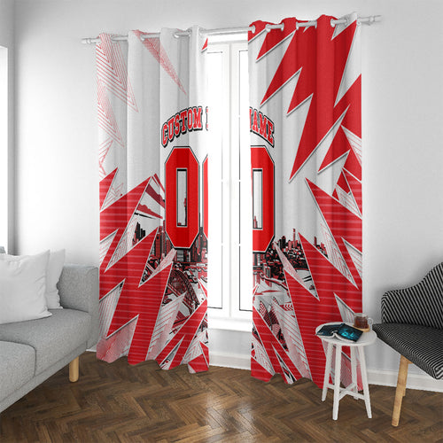Personalised Sydney Swans Fan Pride Window Curtain Fierce Swan Mascot Graphic Art With Sydney City Skyline