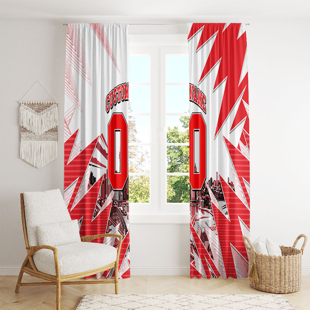 Personalised Sydney Swans Fan Pride Window Curtain Fierce Swan Mascot Graphic Art With Sydney City Skyline