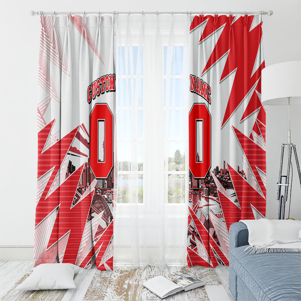 Personalised Sydney Swans Fan Pride Window Curtain Fierce Swan Mascot Graphic Art With Sydney City Skyline