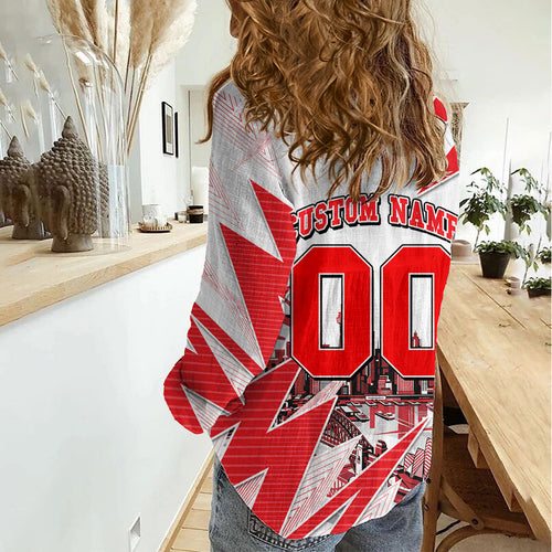 Personalised Sydney Swans Fan Pride Women Casual Shirt Fierce Swan Mascot Graphic Art With Sydney City Skyline