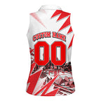 Personalised Sydney Swans Fan Pride Women Sleeveless Polo Shirt Fierce Swan Mascot Graphic Art With Sydney City Skyline