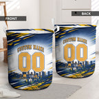 Personalised West Coast Eagles Fan Pride Laundry Basket Muscular Eagle Mascot Graphic Art With Perth City Skyline