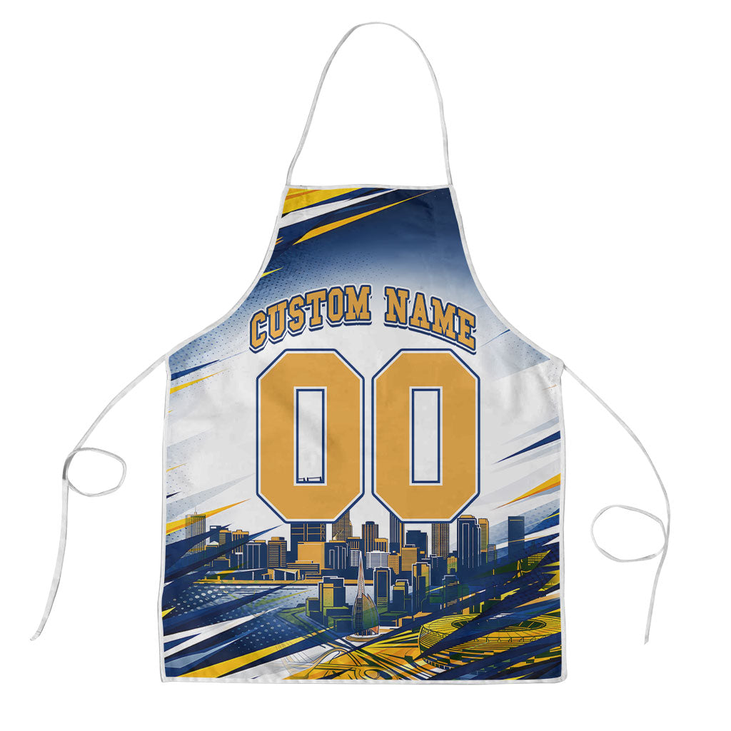 Personalised West Coast Eagles Fan Pride Apron Muscular Eagle Mascot Graphic Art With Perth City Skyline