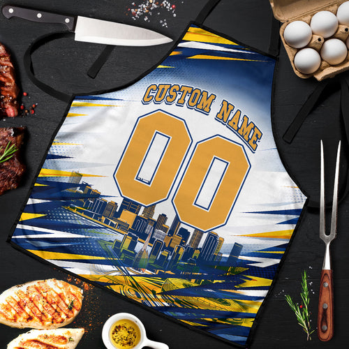Personalised West Coast Eagles Fan Pride Apron Muscular Eagle Mascot Graphic Art With Perth City Skyline