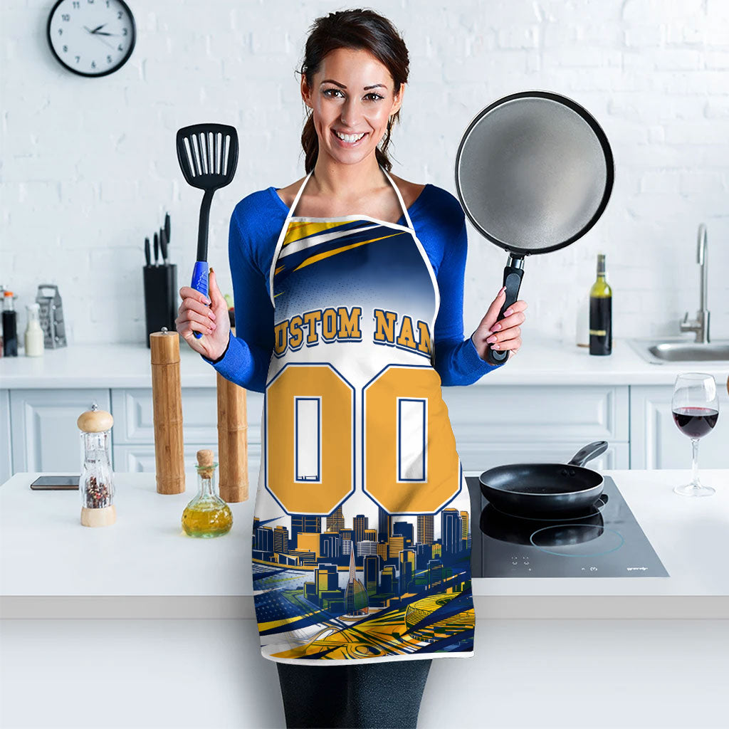 Personalised West Coast Eagles Fan Pride Apron Muscular Eagle Mascot Graphic Art With Perth City Skyline