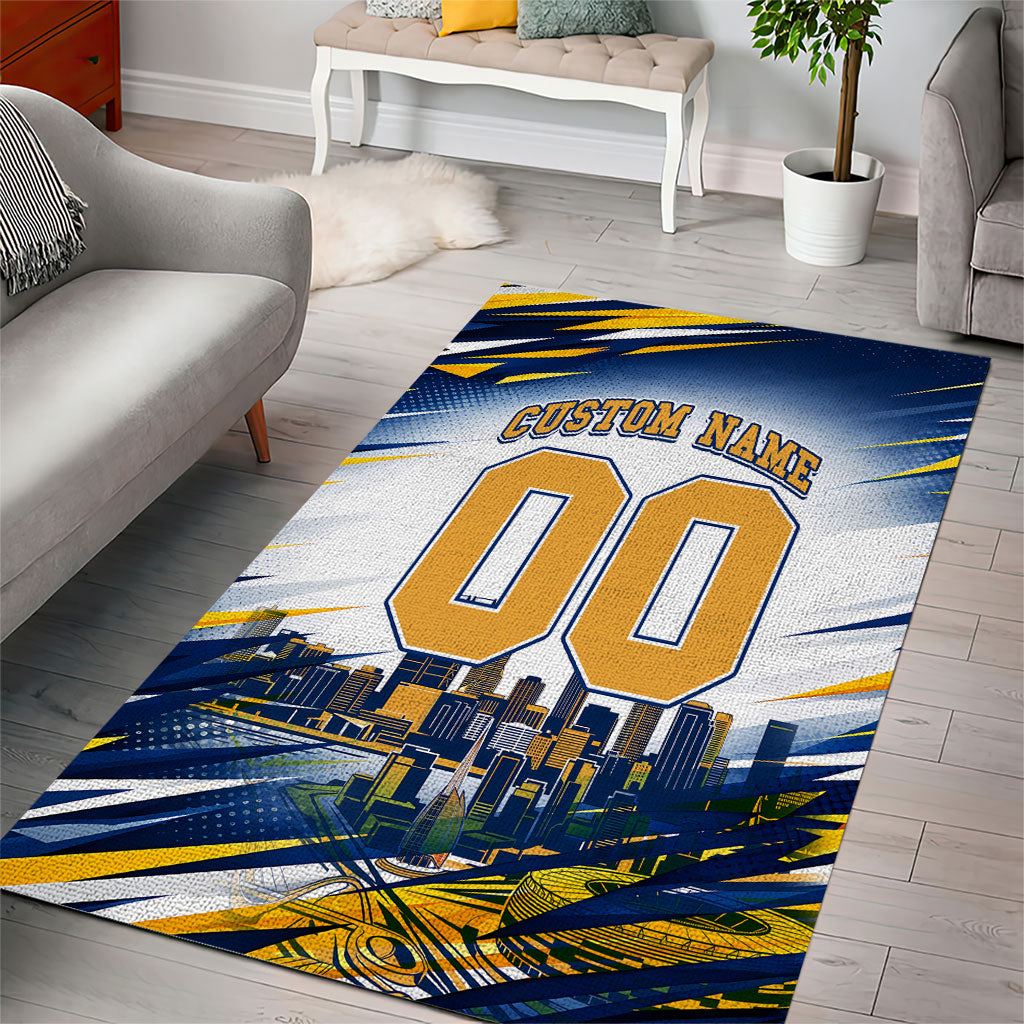 Personalised West Coast Eagles Fan Pride Area Rug Muscular Eagle Mascot Graphic Art With Perth City Skyline