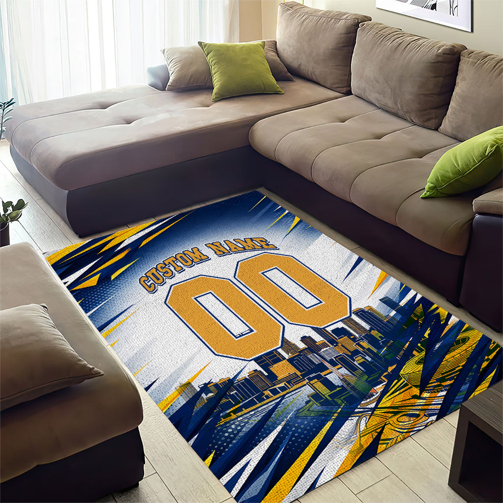 Personalised West Coast Eagles Fan Pride Area Rug Muscular Eagle Mascot Graphic Art With Perth City Skyline