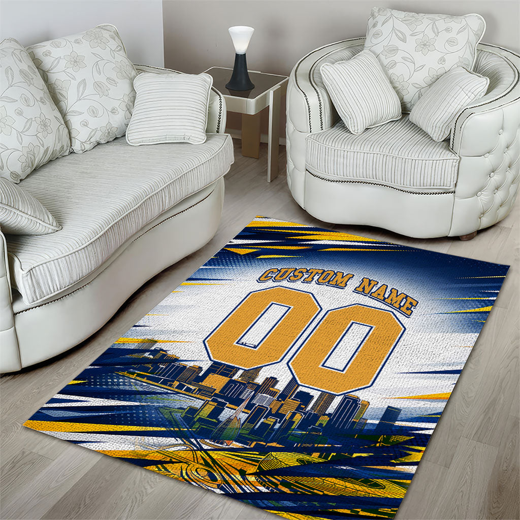 Personalised West Coast Eagles Fan Pride Area Rug Muscular Eagle Mascot Graphic Art With Perth City Skyline