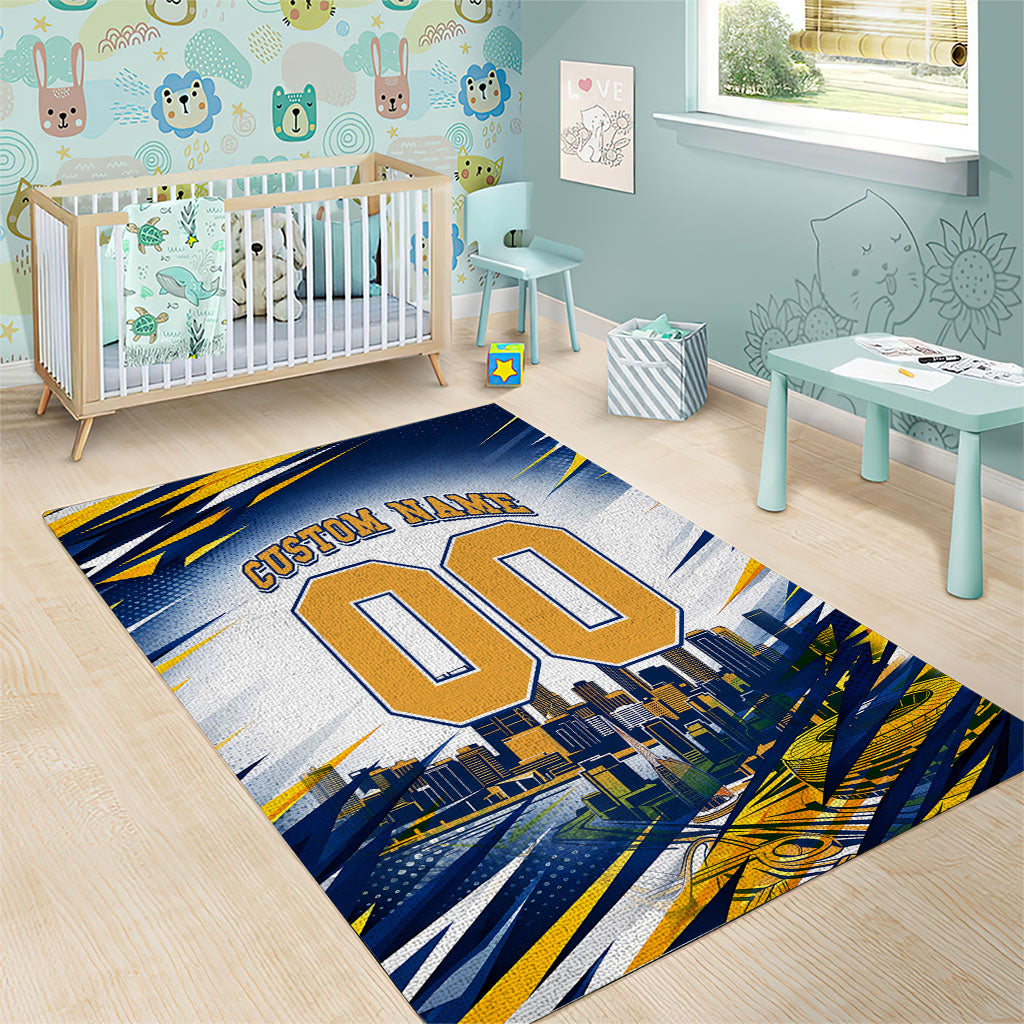 Personalised West Coast Eagles Fan Pride Area Rug Muscular Eagle Mascot Graphic Art With Perth City Skyline