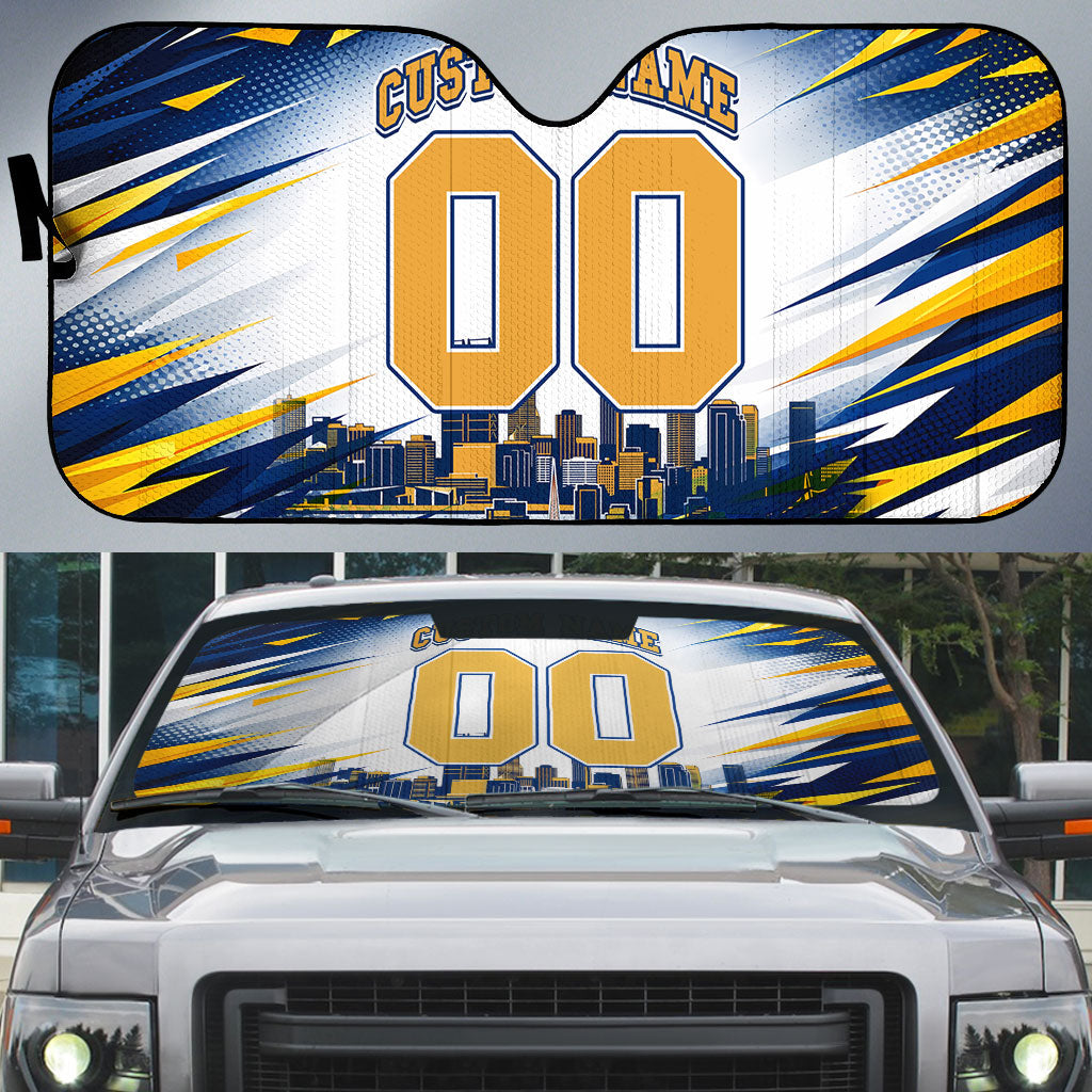 Personalised West Coast Eagles Fan Pride Auto Sun Shade Muscular Eagle Mascot Graphic Art With Perth City Skyline