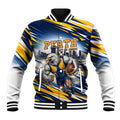 Personalised West Coast Eagles Fan Pride Baseball Jacket Muscular Eagle Mascot Graphic Art With Perth City Skyline