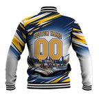 Personalised West Coast Eagles Fan Pride Baseball Jacket Muscular Eagle Mascot Graphic Art With Perth City Skyline