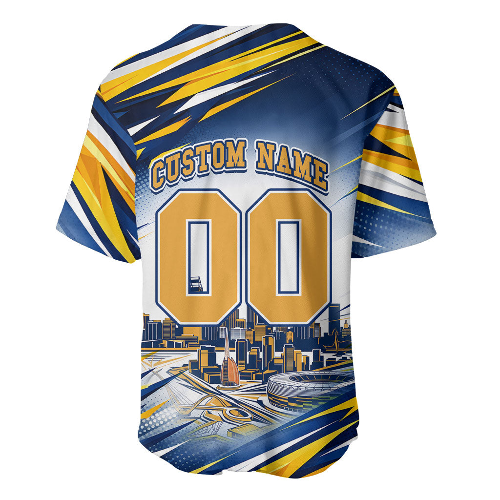 Personalised West Coast Eagles Fan Pride Baseball Jersey Muscular Eagle Mascot Graphic Art With Perth City Skyline