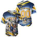 Personalised West Coast Eagles Fan Pride Baseball Jersey Muscular Eagle Mascot Graphic Art With Perth City Skyline