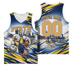 Personalised West Coast Eagles Fan Pride Basketball Jersey Muscular Eagle Mascot Graphic Art With Perth City Skyline