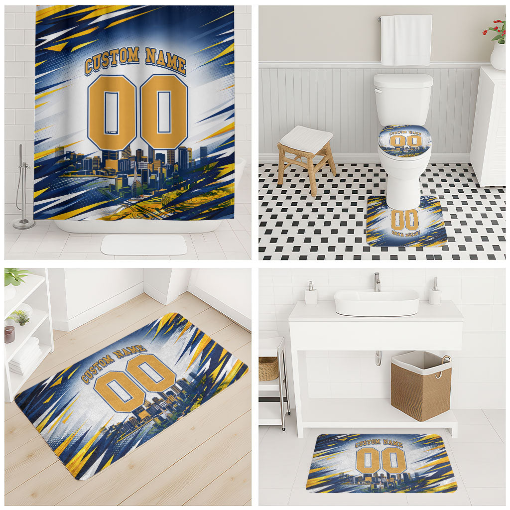Personalised West Coast Eagles Fan Pride Bathroom Set Muscular Eagle Mascot Graphic Art With Perth City Skyline