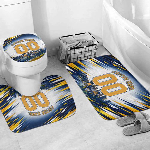 Personalised West Coast Eagles Fan Pride Bathroom Set Muscular Eagle Mascot Graphic Art With Perth City Skyline
