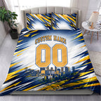 Personalised West Coast Eagles Fan Pride Bedding Set Muscular Eagle Mascot Graphic Art With Perth City Skyline