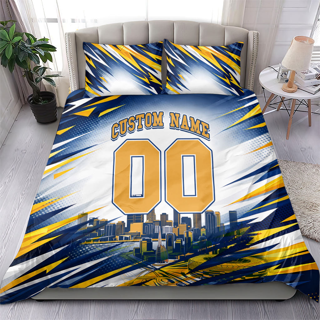 Personalised West Coast Eagles Fan Pride Bedding Set Muscular Eagle Mascot Graphic Art With Perth City Skyline
