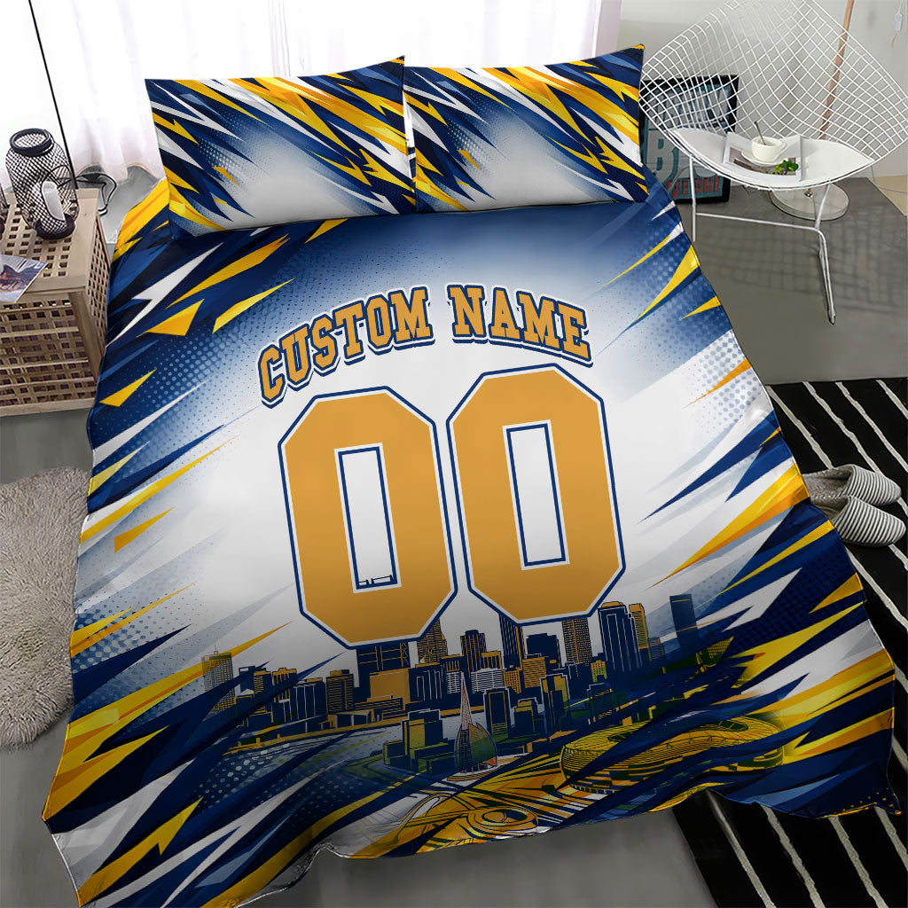 Personalised West Coast Eagles Fan Pride Bedding Set Muscular Eagle Mascot Graphic Art With Perth City Skyline