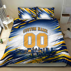 Personalised West Coast Eagles Fan Pride Bedding Set Muscular Eagle Mascot Graphic Art With Perth City Skyline