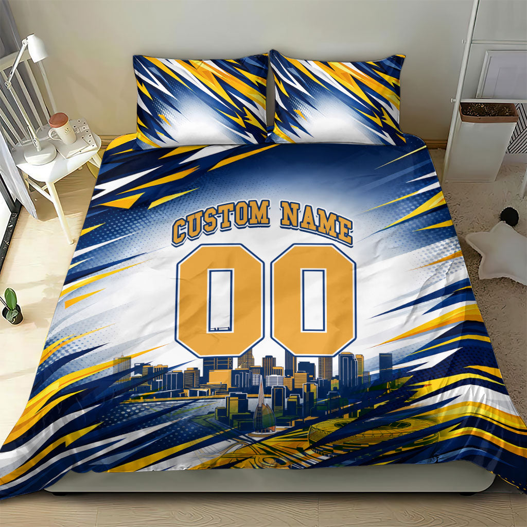 Personalised West Coast Eagles Fan Pride Bedding Set Muscular Eagle Mascot Graphic Art With Perth City Skyline