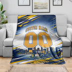 Personalised West Coast Eagles Fan Pride Blanket Muscular Eagle Mascot Graphic Art With Perth City Skyline