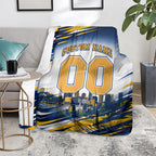 Personalised West Coast Eagles Fan Pride Blanket Muscular Eagle Mascot Graphic Art With Perth City Skyline