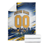 Personalised West Coast Eagles Fan Pride Blanket Muscular Eagle Mascot Graphic Art With Perth City Skyline