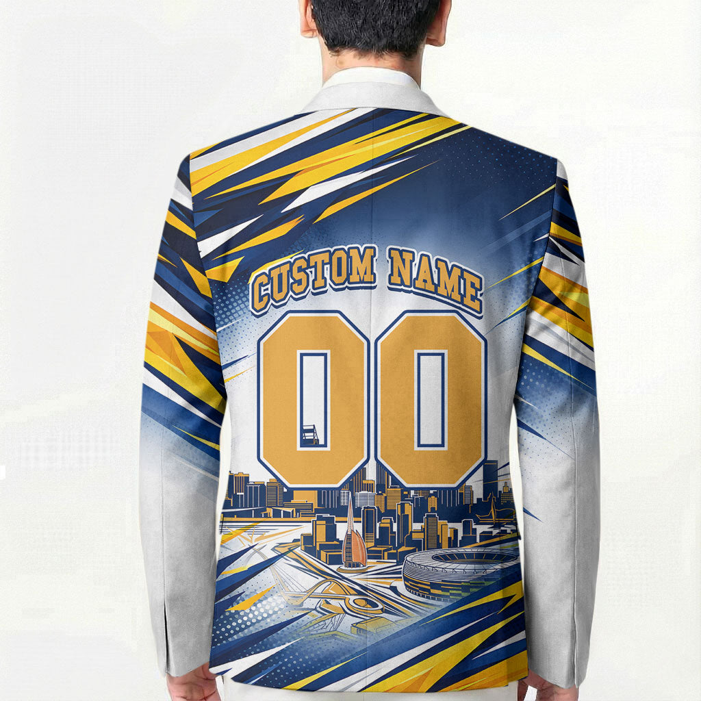 Personalised West Coast Eagles Fan Pride Blazer Muscular Eagle Mascot Graphic Art With Perth City Skyline