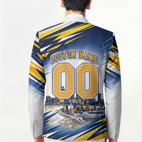 Personalised West Coast Eagles Fan Pride Blazer Muscular Eagle Mascot Graphic Art With Perth City Skyline