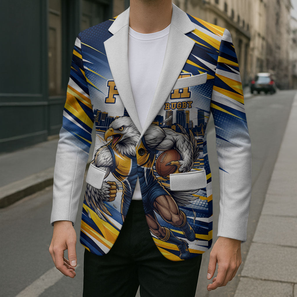 Personalised West Coast Eagles Fan Pride Blazer Muscular Eagle Mascot Graphic Art With Perth City Skyline