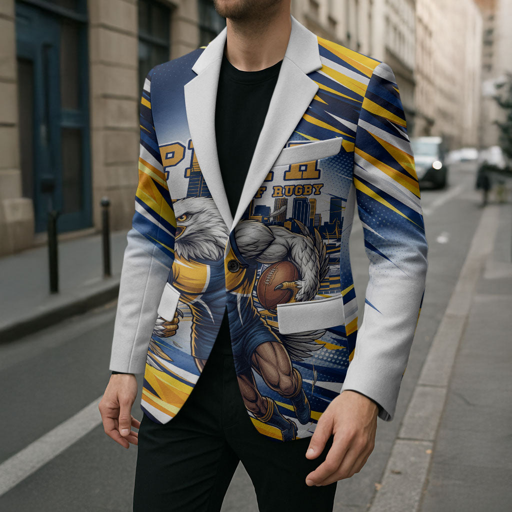 Personalised West Coast Eagles Fan Pride Blazer Muscular Eagle Mascot Graphic Art With Perth City Skyline