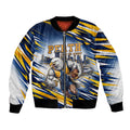 Personalised West Coast Eagles Fan Pride Bomber Jacket Muscular Eagle Mascot Graphic Art With Perth City Skyline