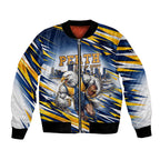 Personalised West Coast Eagles Fan Pride Bomber Jacket Muscular Eagle Mascot Graphic Art With Perth City Skyline