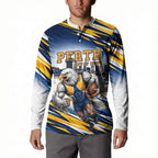 Personalised West Coast Eagles Fan Pride Button Sweatshirt Muscular Eagle Mascot Graphic Art With Perth City Skyline