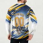 Personalised West Coast Eagles Fan Pride Button Sweatshirt Muscular Eagle Mascot Graphic Art With Perth City Skyline