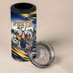Personalised West Coast Eagles Fan Pride 4 in 1 Can Cooler Tumbler Muscular Eagle Mascot Graphic Art With Perth City Skyline