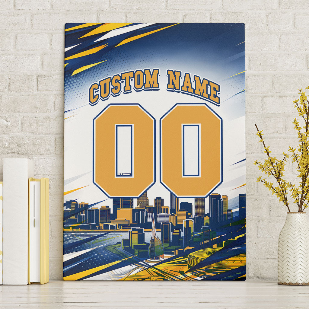 Personalised West Coast Eagles Fan Pride Canvas Wall Art Muscular Eagle Mascot Graphic Art With Perth City Skyline